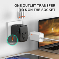 Adaptador de Viaje Universal, Adaptador de Enchufe Internacional 2 USB A y 2 USB C, Adaptador de Corriente de Viaje para Estados Unidos a Europa, Reino Unido, Irlanda, Australia