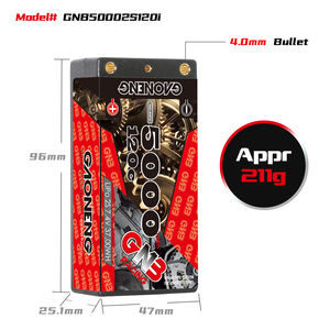Batería LiPo GAONENG GNB 5000mAh 7.4V 2S 120C RC Shorty Short Pack 4.0mm Bullet Hard Case para Coche RC 1:10 1:12 - Product Image 2