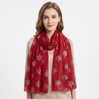 Foulard Hijab Léger et Respirant pour Femme avec Imprimé Arbre Argenté, Châle de Mode pour Quotidien, Fêtes et Voyages