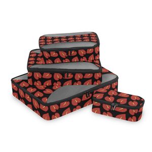 Juego de Organizadores de Equipaje de Viaje con Estampado de Anturio Rojo Hawaiano, en Poliéster, con Paneles de Malla, Personalizables - Product Image 4