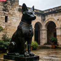 Patung Kucing Dewi Bastet Mesir Perunggu Ukuran Asli YOUFINE, Patung Antik untuk Dekorasi Lanskap Museum Plaza