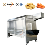 2T/H Aardappelwas- en schilmachine Elektrische automatische wortelschiller Fruit- en groenteschilmachine