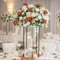 Boule de fleurs artificielles haut de gamme en soie terracotta pour centre de table de mariage, design réaliste, couleurs personnalisables, Noël, remise de diplôme