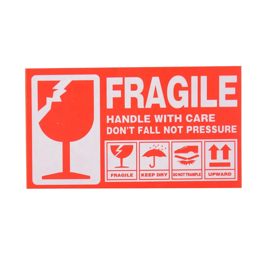 9x5cm Fragile Warning Label Sticker Fragile Sticker Up and Handle With Care Keep Dry Shipping Express Label