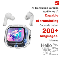 Audífonos Inalámbricos Inteligentes con Pantalla Táctil, Traductor IA, 164+ Idiomas, Auriculares Intrauditivos con Pantalla Digital, Resistentes al Agua IPX5