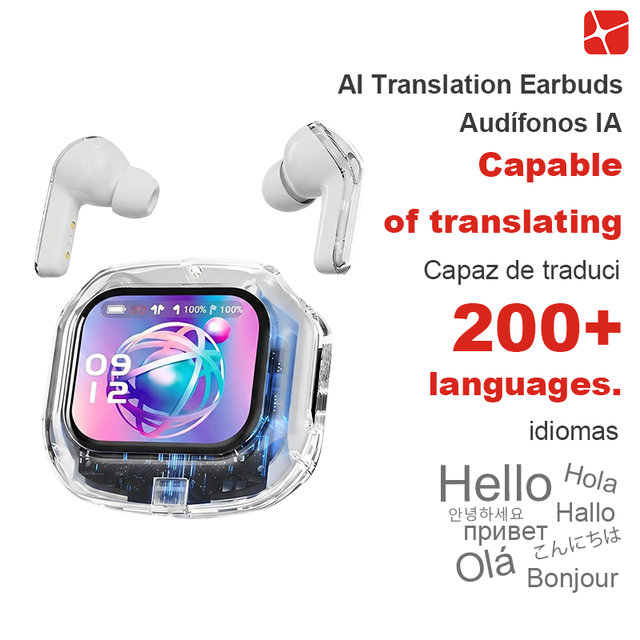 Smart Touch Screen Wireless Earbuds AI Translator 164+ Lang In-Ear Headphones Digital Display IPX5 Waterproof