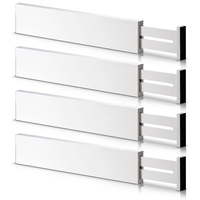 4 pièces en bambou à longueur réglable Séparation de tiroir extensible Boîte de rangement pour vêtements de chambre à coucher, bureau et dressing