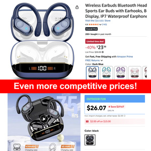 Auriculares Deportivos Inalámbricos T12 con Gancho para la Oreja, Más Vendidos en AMZ, para Ciclismo y Correr, Pantalla LED, Resistentes al Agua IPX5, Bajos Profundos, <span class=keywords><strong>Bluetooth</strong></span> - Product Image 2