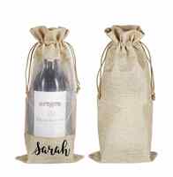 Sac en organza de jute imprimé avec logo personnalisé pochette en jute à cordon sacs d'emballage lavables
