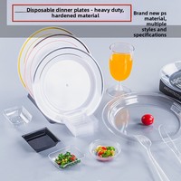 Assiettes jetables en plastique rigide épaissi, transparentes, en PS, qualité aviation, style cristal, luxe, personnalisables pour mariage