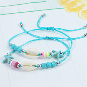 Summer Sandy Turquoise Starfish Beads <b>Bracelet</b> Women's Bohemian Natural Sea <b>Shell</b> Strap Ball-shaped for Gift - Product Image 2
