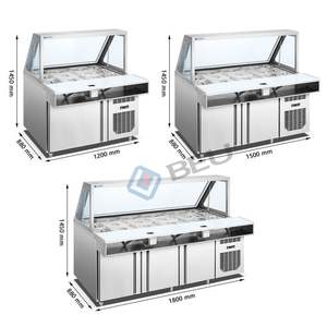 Vente en gros de 18 casseroles 4 pieds ascenseur pour porte en verre couvercle salade sandwich pizza restauration rapide vitrine équipement de réfrigération - Product Image 6