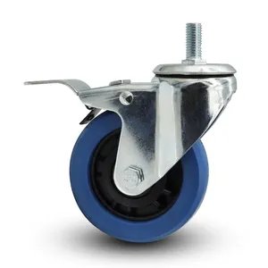 3 Inch Blue Rubber Casters Swivel Cart Castor Heavy Duty Double Ball Bearing Casters