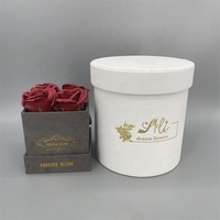 Boîtes cadeaux rondes en velours écologiques avec logo personnalisé, en carton recyclé pour l'emballage de bouquets de fleurs