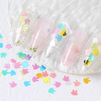 Paillettes pour ongles en forme de lapin, couleur claire, 12 grilles, avec logo gratuit, en PET ultra-fin et scintillant