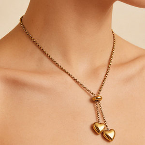 Collar con Colgante en Forma de Corazón Personalizado al por Mayor, Chapado en Oro de 18K, Acero Inoxidable Antideslustre, para Hombre/Mujer, Regalo - Product Image 3