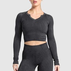 Haut de yoga à manches longues pour femme, logo personnalisé OEM, haute qualité, mode, écologique, grande taille, ajusté, débardeur de yoga pour femme - Product Image 1