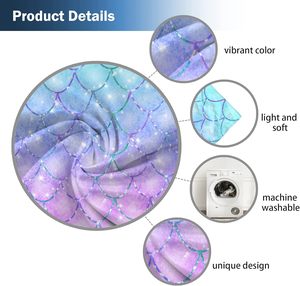 Cortinas de Ventana con Diseño de Sirena para Niñas, Color Morado y Azul, con Escamas Brillantes de Fantasía, para Habitación de Bebé, Dormitorio, Guardería, Decoración Infantil - Product Image 3