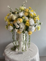 Rangkaian Bunga Lantai H509 Garden Big Elegant Silk Rose Hydrangea 60cm, Bunga Buatan untuk Dekorasi Pernikahan