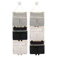 Sacs de rangement muraux, sac de rangement suspendu en polyester-coton pour salle de bain, cuisine, chambre à coucher, salon (noir, gris)