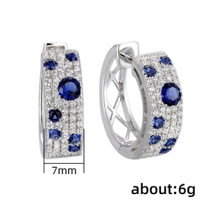 Blue White Zircon Round <b>Ear</b> <b>Cuff</b> <b>Earrings</b> For Women Sparkling Fashion <b>Ear</b> Jewelry - Product Image 5