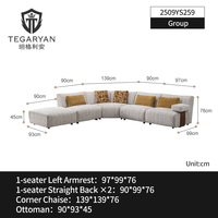 Canapé modulaire en tissu de luxe moderne en forme de L, fabriqué en Chine, avec sièges confortables en éponge pour le salon