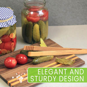 FLYWOD Mini pinces à pain antidérapantes en <span class=keywords><strong>bambou</strong></span> pinces à pain pinces à nourriture pour servir des pinces de cuisine en <span class=keywords><strong>bambou</strong></span> - Product Image 3