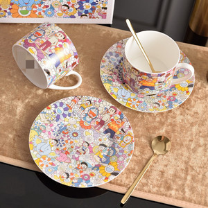Taza de Café de Porcelana Fina de Alta Calidad, Taza de Té de Cerámica con Diseño de Dibujos Animados, Juego Moderno de Taza y Platillo para Bodas - Product Image 3