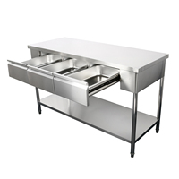 Hotels Restaurant Équipement de cuisine Table de travail en acier inoxydable avec 3 tiroirs