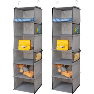 6 Shelf Hanging Closet Organizer 1 Pack With Side Pockets For Clothes <b>Shoes</b> Storage Behind Door Hook Type - Product Image 1