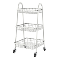 Chariot de rangement roulant en métal pratique à 4 niveaux avec poignée de commande et roues verrouillables