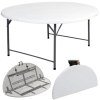 Table ronde pliante en plastique HDPE imperméable avec poignée de transport pour valise