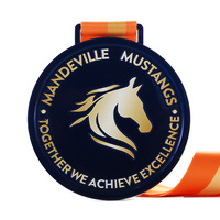 Médaille personnalisée de haute qualité en alliage de zinc, motif cheval émaillé rond, pour événements et récompenses scolaires