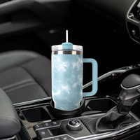 Gobelet Isotherme Double Paroi Linhui Fashion 40 oz, Tasse de Voyage Durable avec Poignée et Couvercle 2-en-1 avec Paille et Bec pour Eau Chaude Bouillante