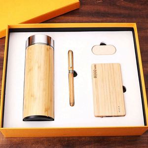 Set de Regalo Empresarial Personalizado Promocional, Set de Regalo de Oficina de Lujo, Llavero con Frasco, Caja de Regalo de Madera Personalizada con Serigrafía - Product Image 3