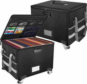 Portable Fireproof File Document Organizer <b>Box</b> Multifunctional Foldable File <b>Storage</b> <b>Box</b> square <b>Lockable</b> with Wheels - Product Image 1