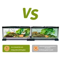 Terrarium en verre pour reptiles, vivarium, boîte d'élevage avec verre ultra-transparent pour crabe ermite, gecko, lézard, serpent, tortue