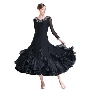 M-1861 Festival Women Black Ballroom Smooth Practice Dress Waltz Standard Ballroom Dance Competition Dresses For Sale