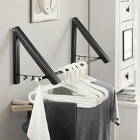 Séchoir mural OEM en aluminium pour balcon Porte-vêtements en métal pliable noir pour salle de bain pour un gain de place