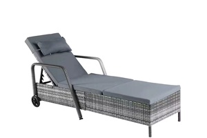 Hiện đại di động gấp Chaise Sun <span class=keywords><strong>Lounger</strong></span> với tán <span class=keywords><strong>PE</strong></span> mây ngoài trời Patio đồ nội thất cho biệt thự công viên sân khách sạn - Product Image 2