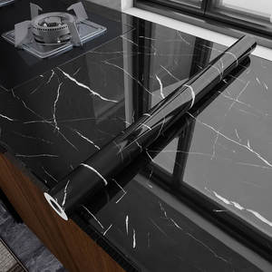 יוקרה שחור 3d שיש טפט גליל מטבח נשלף מדבקה עצמית דבק השיש דבק עצמי - Product Image 1