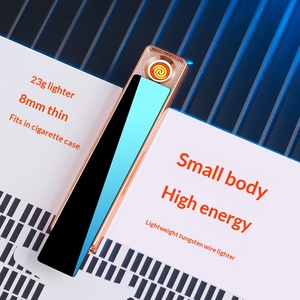 <span class=keywords><strong>Briquet</strong></span> long personnalisé avec logo, rechargeable, créatif, coupe-vent, ultra-fin, en métal, allume-cigare moderne à batterie - Product Image 4