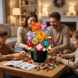 Blocchi da Costruzione Modello di Bouquet di Fiori in Vaso, Rosa e Girasole Fai-da-Te, Decorazione per la Casa, Regalo per Donne - Product Image 5