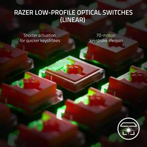 Teclado Inalámbrico para Juegos <span class=keywords><strong>Razer</strong></span> DeathStalker V2 Pro TKL, Interruptores <span class=keywords><strong>Ópticos</strong></span> de Bajo Perfil, Lineales, Rojos, Inalámbricos HyperSpeed - Product Image 6