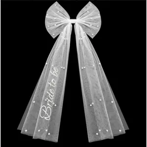 <span class=keywords><strong>Voile</strong></span> en tulle avec nœud PESENAR pour future mariée, <span class=keywords><strong>voile</strong></span> décoré de perles blanches pour enterrement de vie de jeune fille et fête prénuptiale - Product Image 1