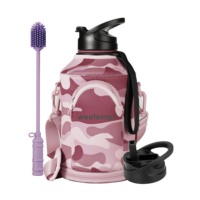 2200ML Bouteille d'eau en acier inoxydable à paroi unique Camping Randonnée Bouteille d'eau en acier inoxydable 304 avec sangle