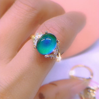 Bague d'humeur en cristal plaqué or Bague en pierre thermosensible Bague en gros de couleurs variées multi-diamants pour mariage