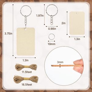 Porte-clés en bois naturel vierge en gros, étiquettes en bois non finies pour le bricolage, l'artisanat, les fêtes de Noël, pendentifs pour clés - Product Image 2