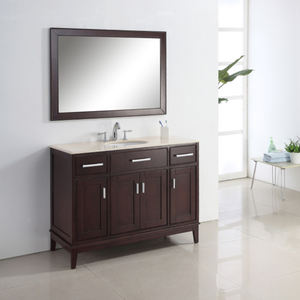 Europäische Antike Badezimmerschränke Neues Konzept Holz-Waschtisch mit Spiegelbeleuchtung Moderner Stil Badezimmermöbel für Villen - Product Image 2