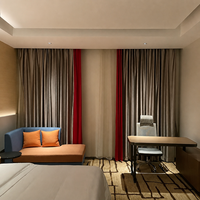 Lit d'hôtel moderne avec tête de lit capitonnée orange, taille King, pour chambre d'hôtes, mobilier de chambre d'hôtel, mobilier hôtelier contractuel